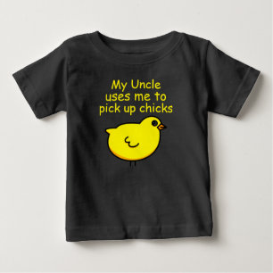 T-shirt Pour Bébé Oncle hilare drôle et poussin mignon