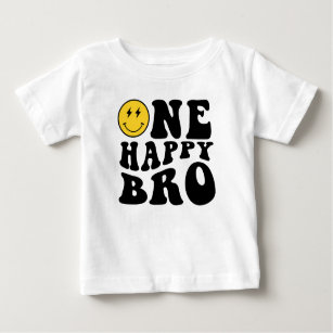 T-shirt Pour Bébé One Happy Bro Smile Boy 1er Birthday Matching