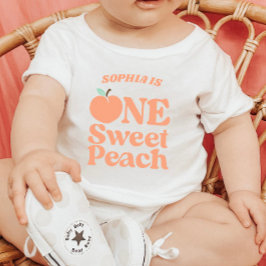 T-shirt Pour Bébé One Sweet Peach Orange Première fête d'anniversair
