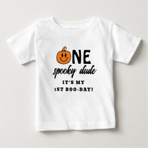 T-shirt Pour Bébé Orange One Spooky Dude Halloween 1er Anniversaire 