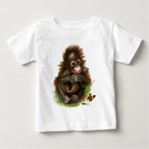 T-shirt Pour Bébé Orangutan Baby and Butterfly