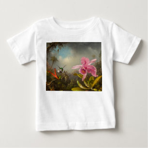 T-shirt Pour Bébé Orchidée avec deux colibris Heade
