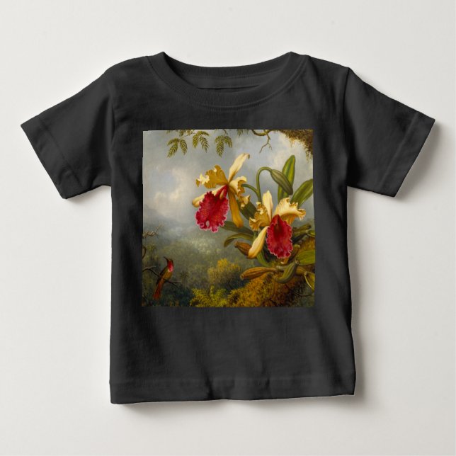 T-shirt Pour Bébé Orchidées et colibri Heade (Devant)