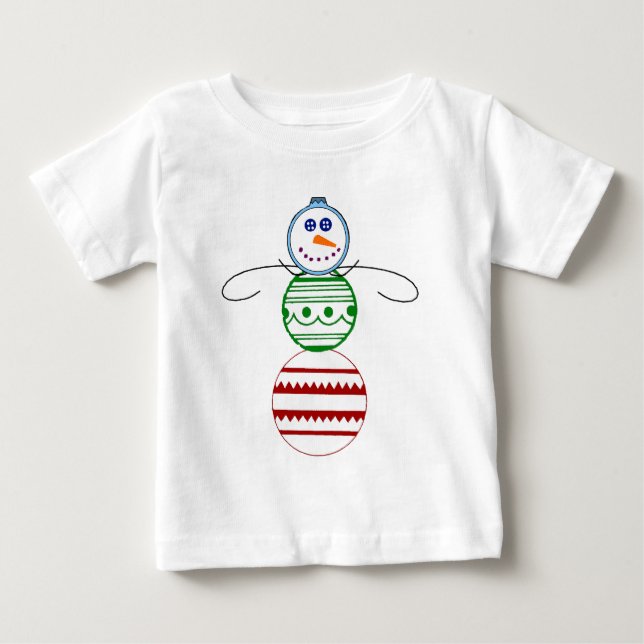 T-shirt Pour Bébé Ornement Snowman - Toddler Long Sleeve (Devant)