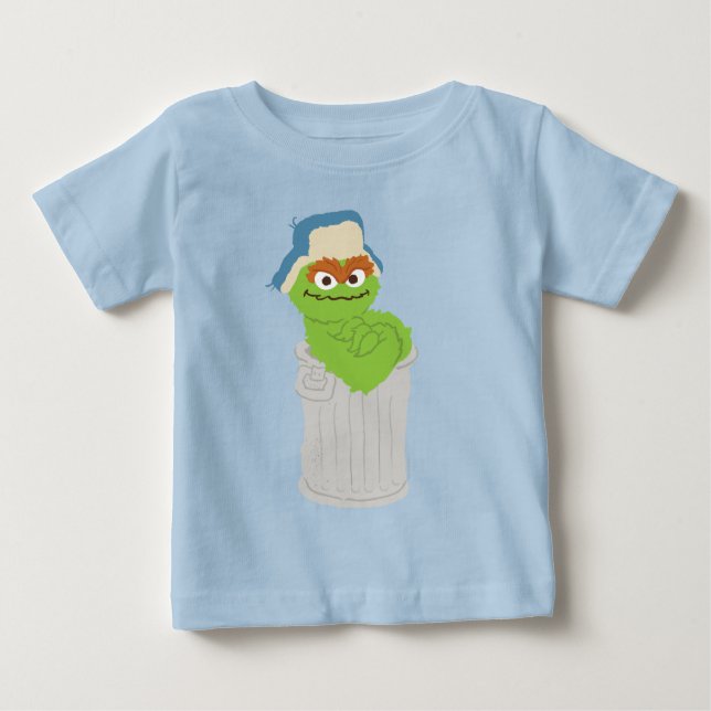 T-shirt Pour Bébé Oscar the Grouch Trash Can Lean (Devant)