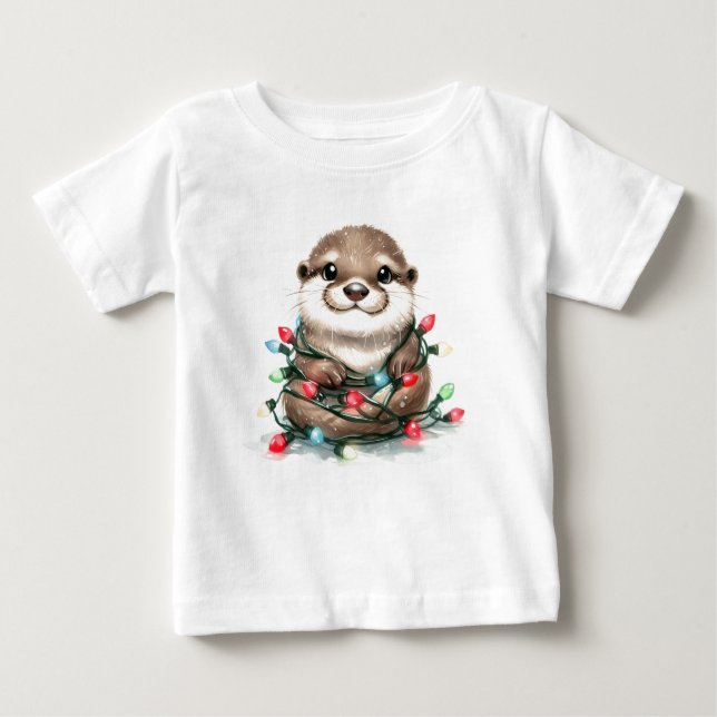 T-shirt Pour Bébé Otter de Noël (Devant)