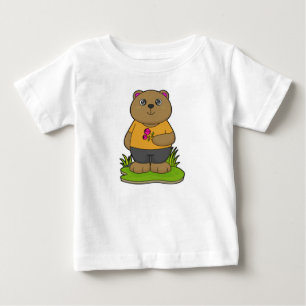 T-shirt Pour Bébé Ours aux fleurs