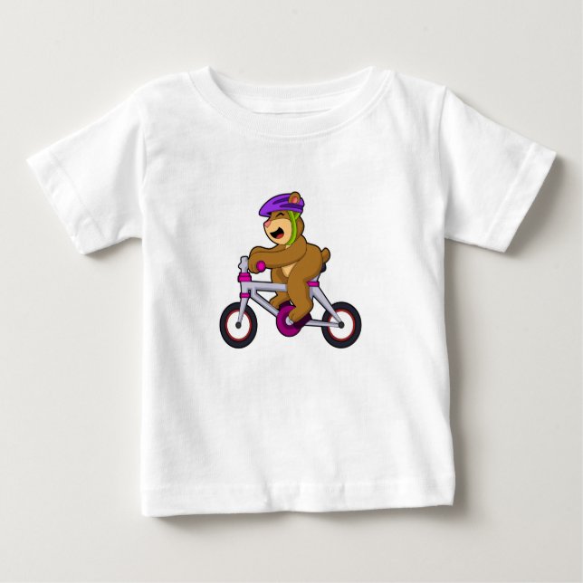 T-shirt Pour Bébé Ours avec bicyclette et casque (Devant)