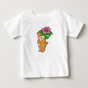 T-shirt Pour Bébé Ours avec Hibiscus aux fleurs