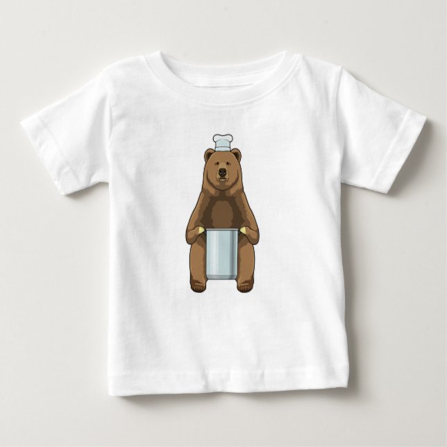 T-shirt Pour Bébé Ours comme cuire avec pot de Cuisine (Devant)