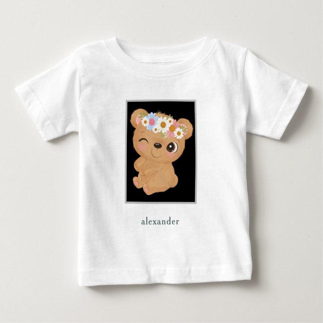 T-shirt Pour Bébé Ours de bébé adorable personnalisé (Devant)