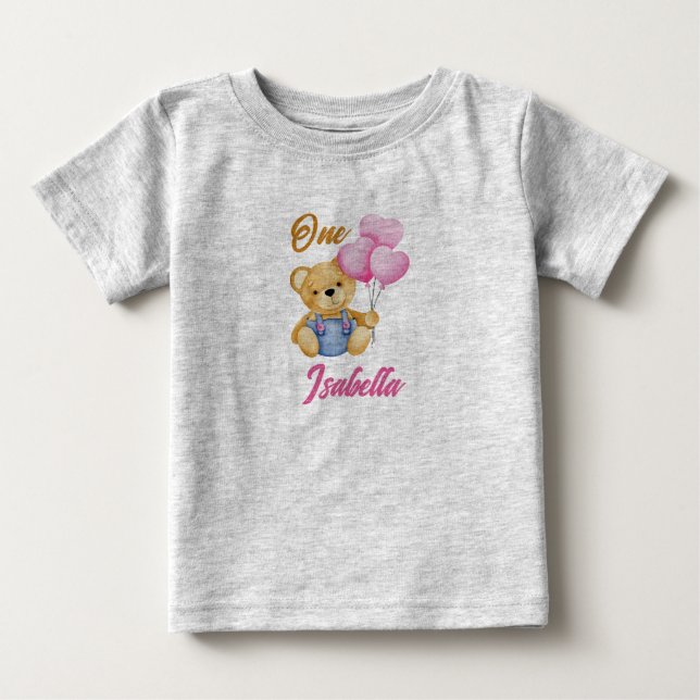 T-shirt Pour Bébé Ours en aquarelle Premier anniversaire Bébé (Devant)