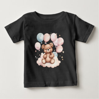 T-shirt Pour Bébé Ours en peluche à ballon d'aquarelle