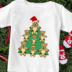 T-shirt Pour Bébé Ours en peluche mignonne avec sapin de Noël