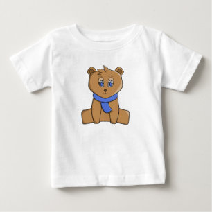 T-shirt Pour Bébé Ours en peluche portant une écharpe bleue
