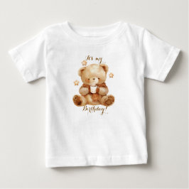 T-shirt Pour Bébé Ours en Teddy Balloon beige Anniversaire