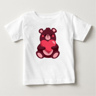 T-shirt Pour Bébé Ours mignon Avec Coeur