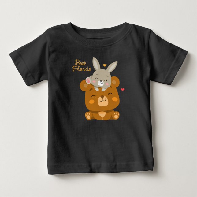 T-shirt Pour Bébé Ours mou et lapin (Devant)
