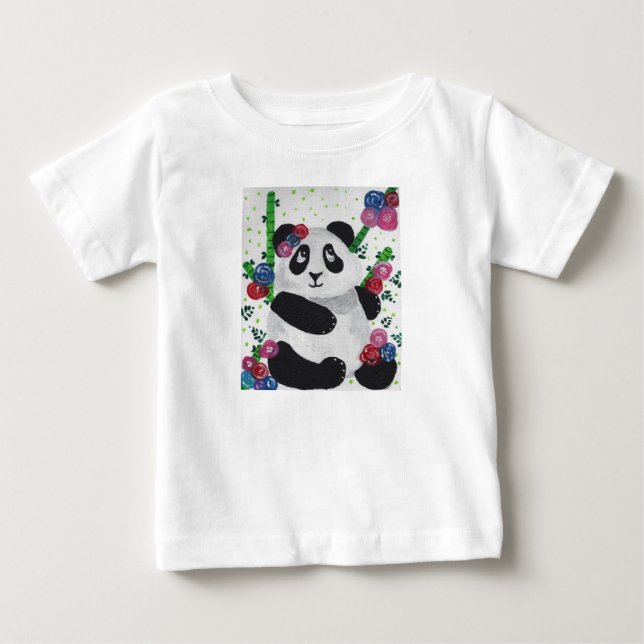T-shirt Pour Bébé Ours Panda Mignon Sucré (Devant)