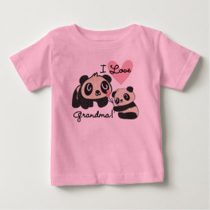 T-shirt Pour Bébé Ours Pandas J'Aime Grand-Mère