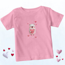 Ours polaire kawaii rose et blanc avec des cœurs