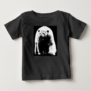 T-shirt Pour Bébé Ours polaire noir et blanc Pop Art