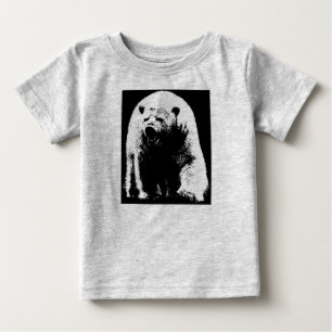 T-shirt Pour Bébé Ours polaire noir et blanc Pop Art