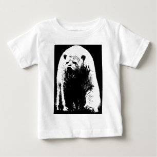 T-shirt Pour Bébé Ours polaire noir et blanc Pop Art