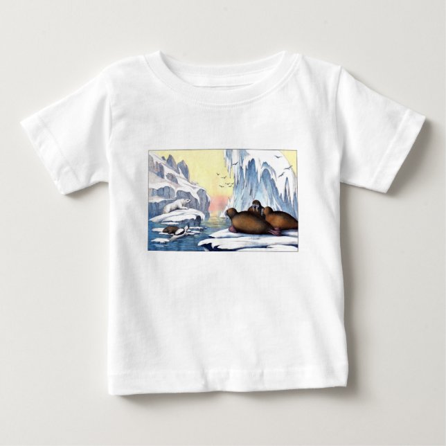 T-shirt Pour Bébé Ours Polaires, Walrus Et Phoques (Devant)