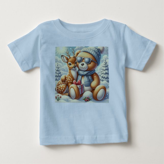 T-shirt Pour Bébé Ours Rehkitz dans la neige avec cadeau (Devant)
