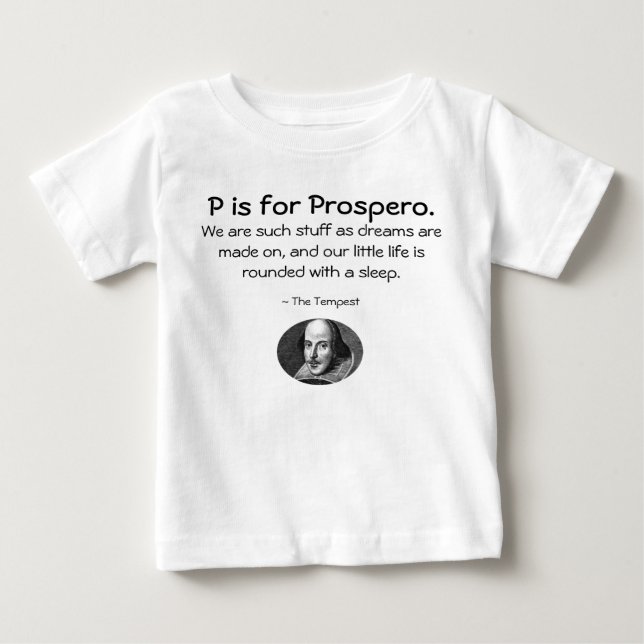 T-shirt Pour Bébé P est pour Prospero ・ Une petite chemise Shakespea (Devant)