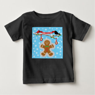 T-shirt Pour Bébé Pain d'épices, flocons de neige et oiseaux