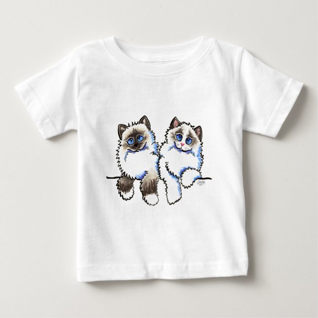 T-shirt Pour Bébé Paire de chats Ragdoll de poupées Off-Leash Art™ (Devant)