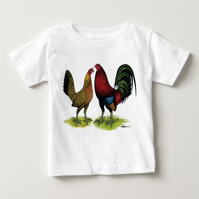 T-shirt Pour Bébé Paires de Gamefowl (Devant)