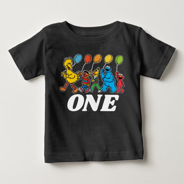 T-shirt Pour Bébé Pal de rue Sésame | 1er Anniversaire Ballons bébé  (Devant)