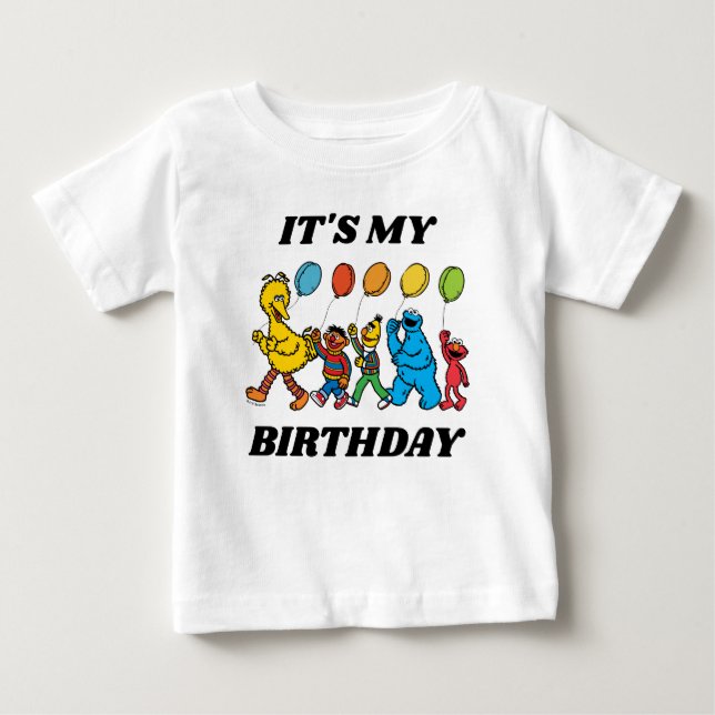 T-shirt Pour Bébé Pal de rue Sésame | C'est mon anniversaire (Devant)