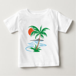 T-shirt Pour Bébé Palmier au bord de la rivière Art de coucher de