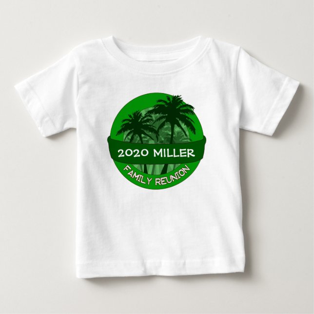 T-shirt Pour Bébé Palmier vert personnalisé nom de l'année (Devant)