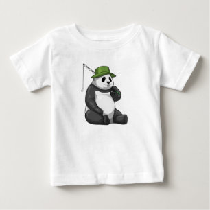 T-shirt Pour Bébé Panda à la pêche avec canne à pêche