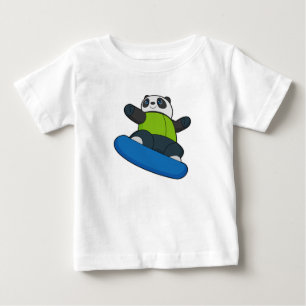 T-shirt Pour Bébé Panda a Snowboarder