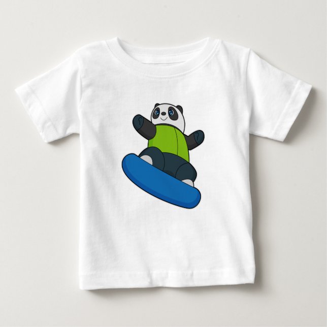 T-shirt Pour Bébé Panda a Snowboarder (Devant)