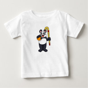 T-shirt Pour Bébé Panda at hockey with hockey bat