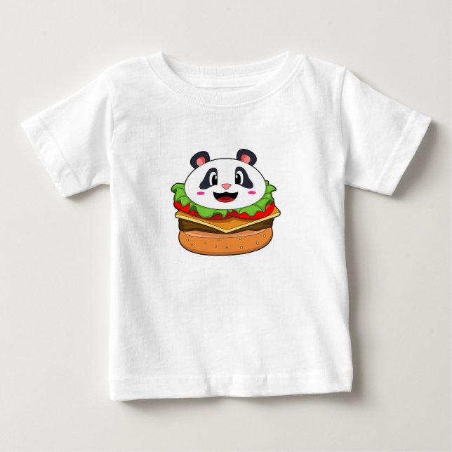 T-shirt Pour Bébé Panda avec hamburger (Devant)