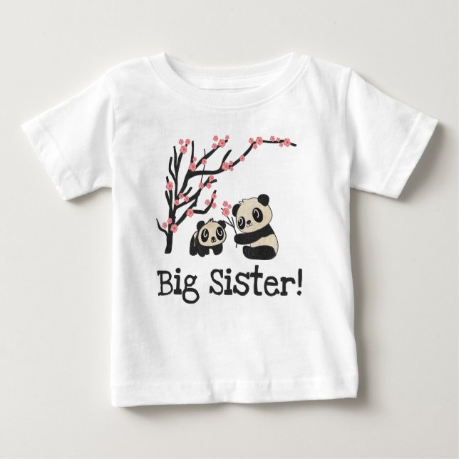 T-shirt Pour Bébé Panda Bears Big Soeur (Devant)