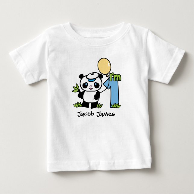 T-shirt Pour Bébé Panda Boy 1er anniversaire (Devant)