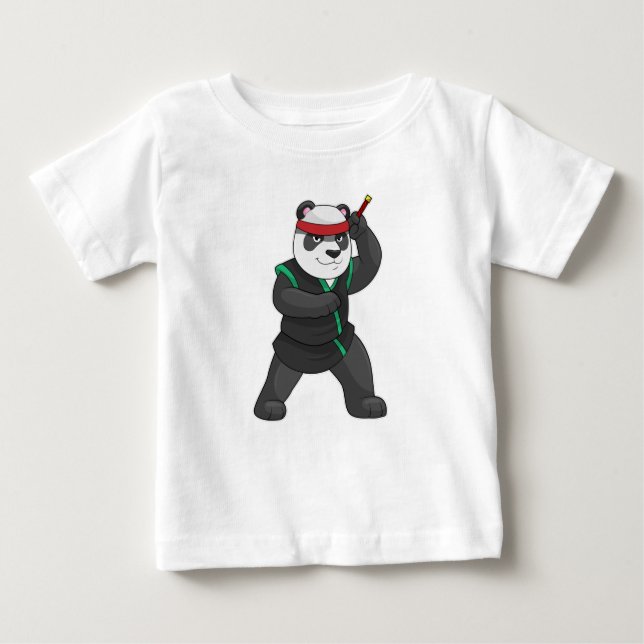 T-shirt Pour Bébé Panda comme Ninja en costume (Devant)
