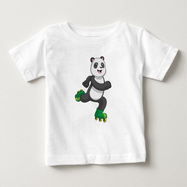 T-shirt Pour Bébé Panda comme Patinage en ligne avec Roller skates (Devant)