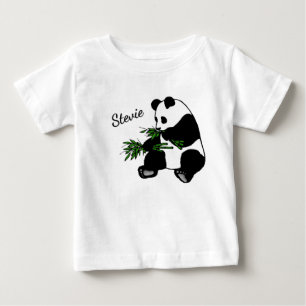 T-shirt Pour Bébé Panda géant mange nom bambou