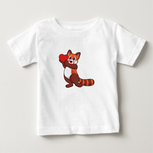 T-shirt Pour Bébé Panda rouge à l'amour avec coeur.PNG (Devant)