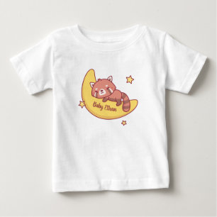 T-shirt Pour Bébé Panda Rouge Mignonne Dormir Sur La Lune